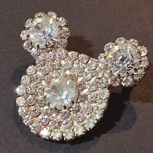 * Vintage Disney Prong Set Mickey Mouse Rhinestones Pin Brooch
